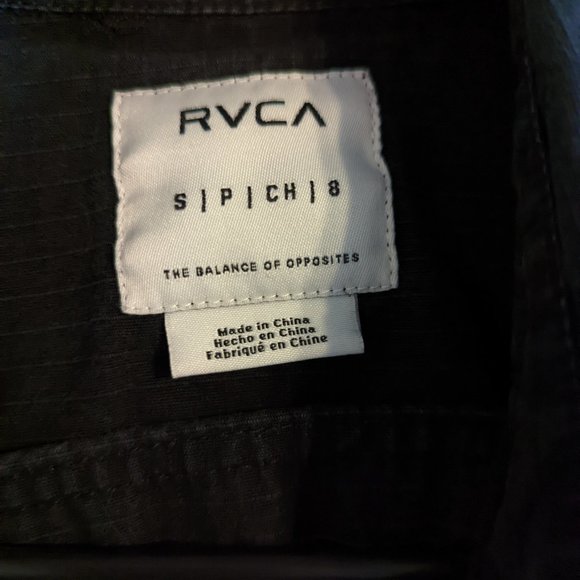 Black Rvca ripstop cotton button up coat sz small - Picture 2 of 4